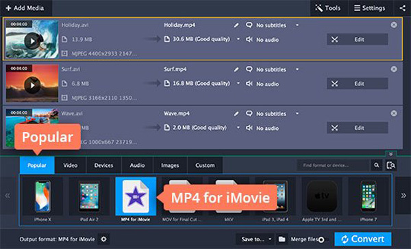 mp4 for imovie output format