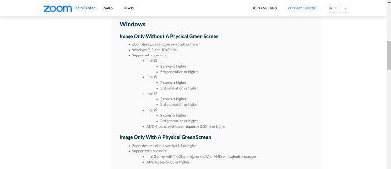zoom virtual background requirements
