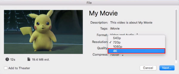 imovie 4k video editing