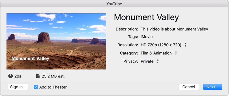 imovie export video