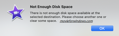 imovie not enough disk space